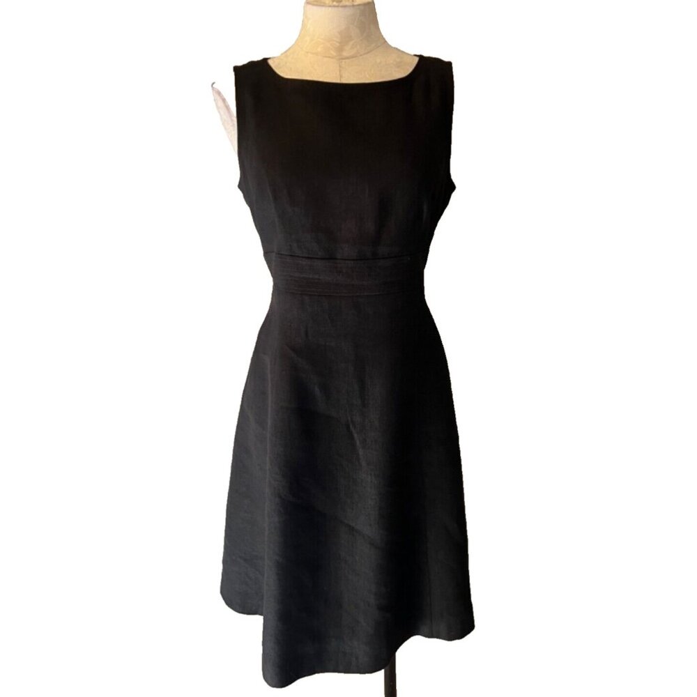 Talbots Dress Black 10 P 10P Irish Linen A Line Classic Career Church Party - Picture 2 of 10